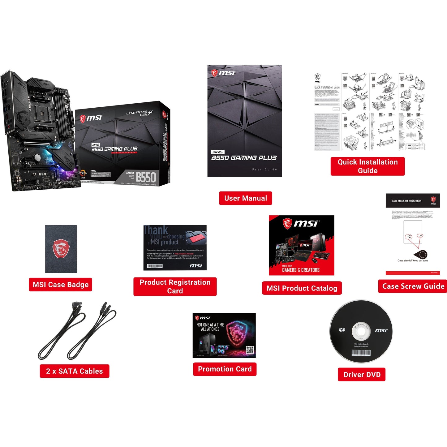MPG B550 GAMING plus AM4 AMD B550 SATA 6Gbs DDR4 Ryzen 5000 / 4000G / 3000 ATX Motherboard